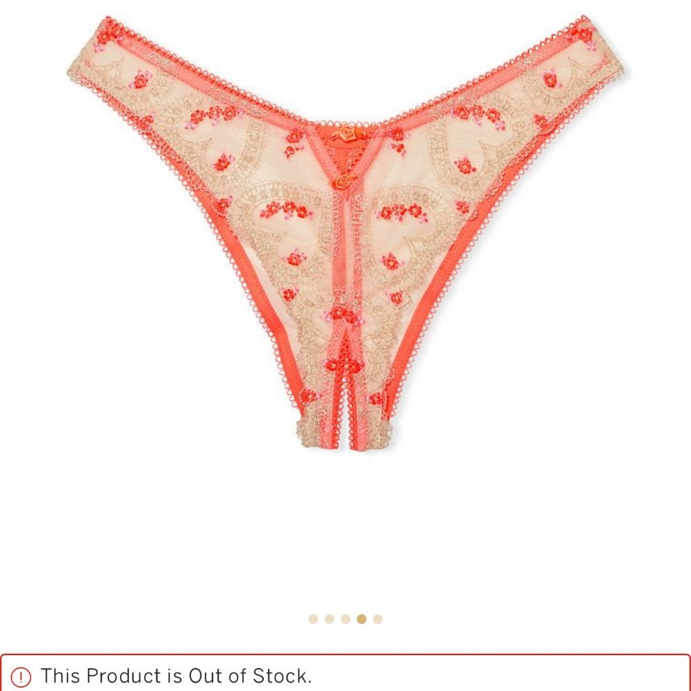 Heart Embroidery Brazilian Crotchless Panty - Picture 2 of 2